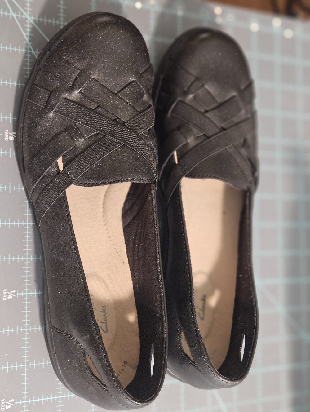 Clarks Black Woven Slip-On Women's Flats